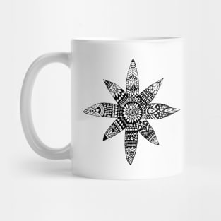 Star Mandala - black and white Mug